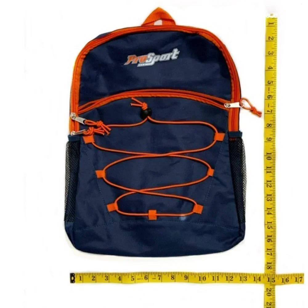 Pro Sport Backpack Day Hike School Book Bag Adjustable Padded Straps Blue Orange